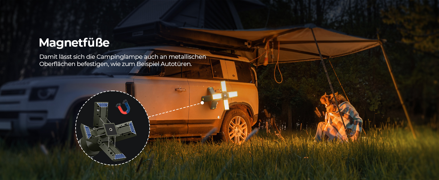 Світлодіодна кемпінгова лампа BougeRV 13400mAh, 6000 Лм, IPX5, акумуляторна, регульована висота та кут, водонепроникна, для кемпінгу, подорожей, аварійних ситуацій