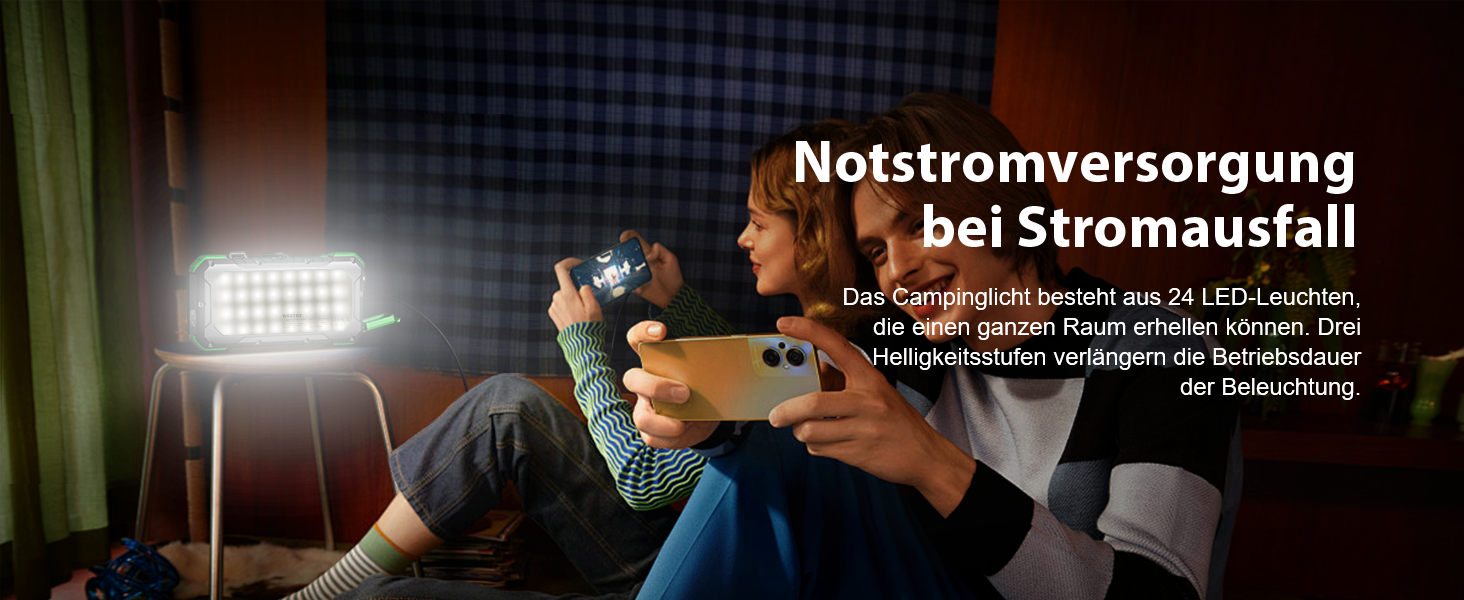 Сонячний Power Bank WASTDE 26800mAh з сонячною панеллю, чорний: зарядний пристрій для телефону, планшета, з ліхтариком (SOS), водонепроникний, для кемпінгу та подорожей