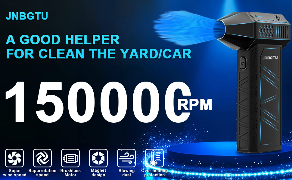 Пилляк від стисненого повітря JNBGTU, міні-фен Jet Dry, 130000 об/хв, для чищення ПК, клавіатури, авто, диванів, заміна балончика з повітрям (X3)