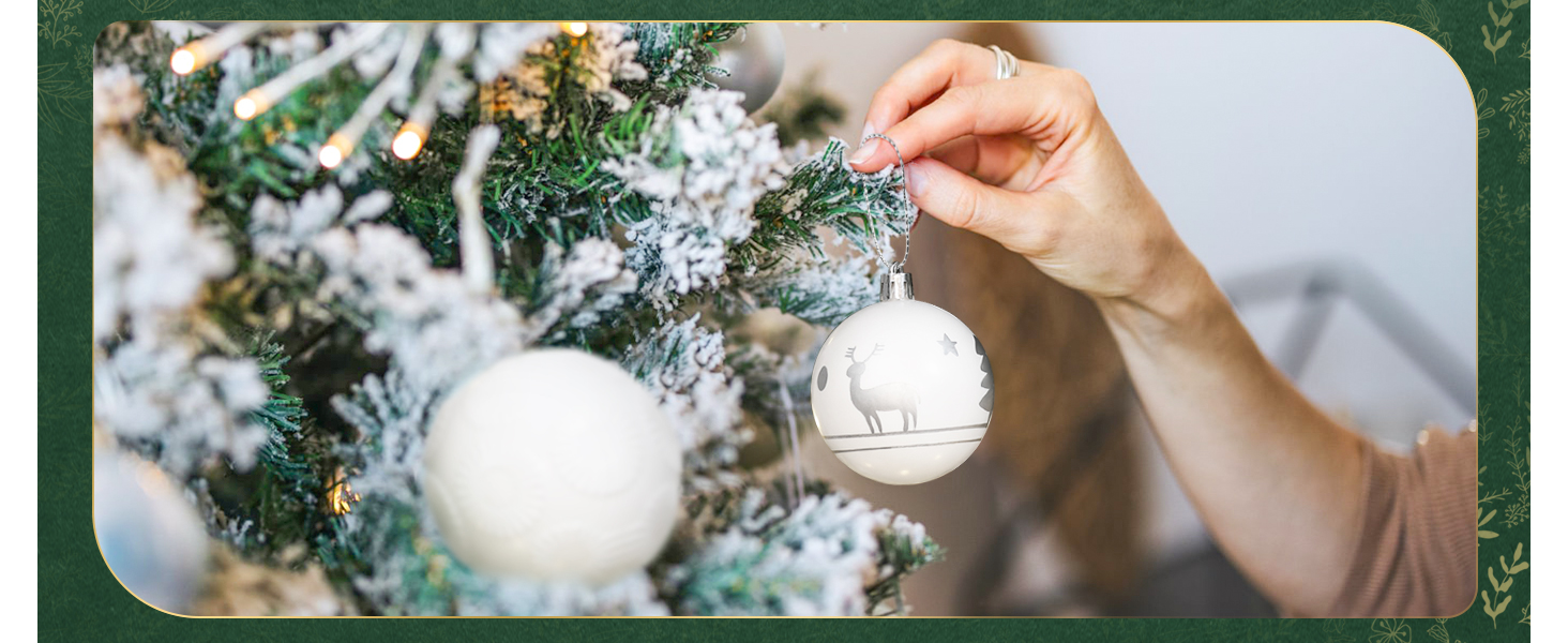 Набір ялинкових прикрас SOLEDI® 128 шт. Преміум якість, пластикові кулі білого кольору з зіркою на верхівку. Міцний та безпечний набір прикрас з петельками. Різнокольорові ялинкові кулі, багаторазовий декор для Різдва.