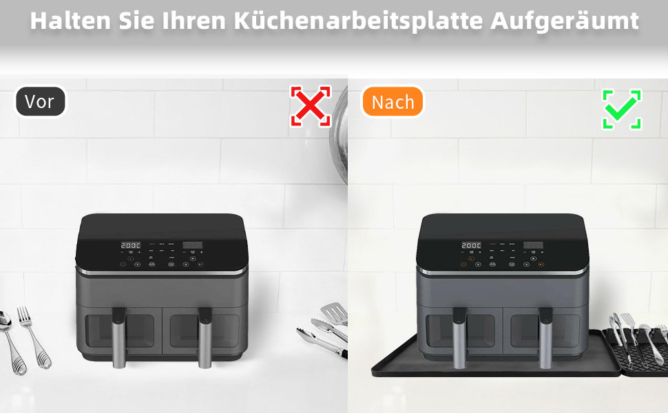 Стійка до вогню силіконова підставка 48x30 см для фритюрниці, кухонного приладдя, захист від нагріву, робочої поверхні, кавомашини, сумісна з Ninja, Cosori, Philips Airfryer