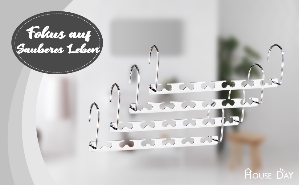 Вішалки для одягу HOUSE DAY: 8 штук, металеві, для важких речей, економія місця, антиковзаючі, 26 см