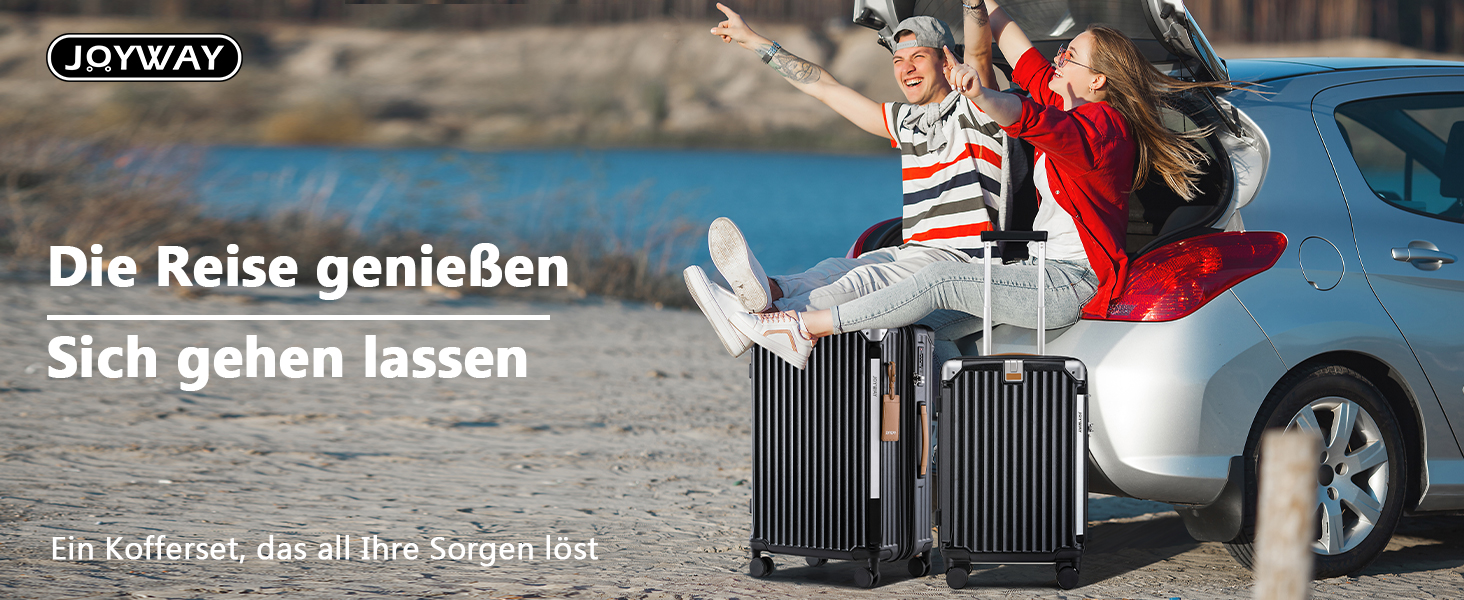 Чемодан Joyway ABS з жорсткою оболонкою, розширюваний, на 4 колесах, з TSA замком, набір 3 шт. (зелений, чорний)