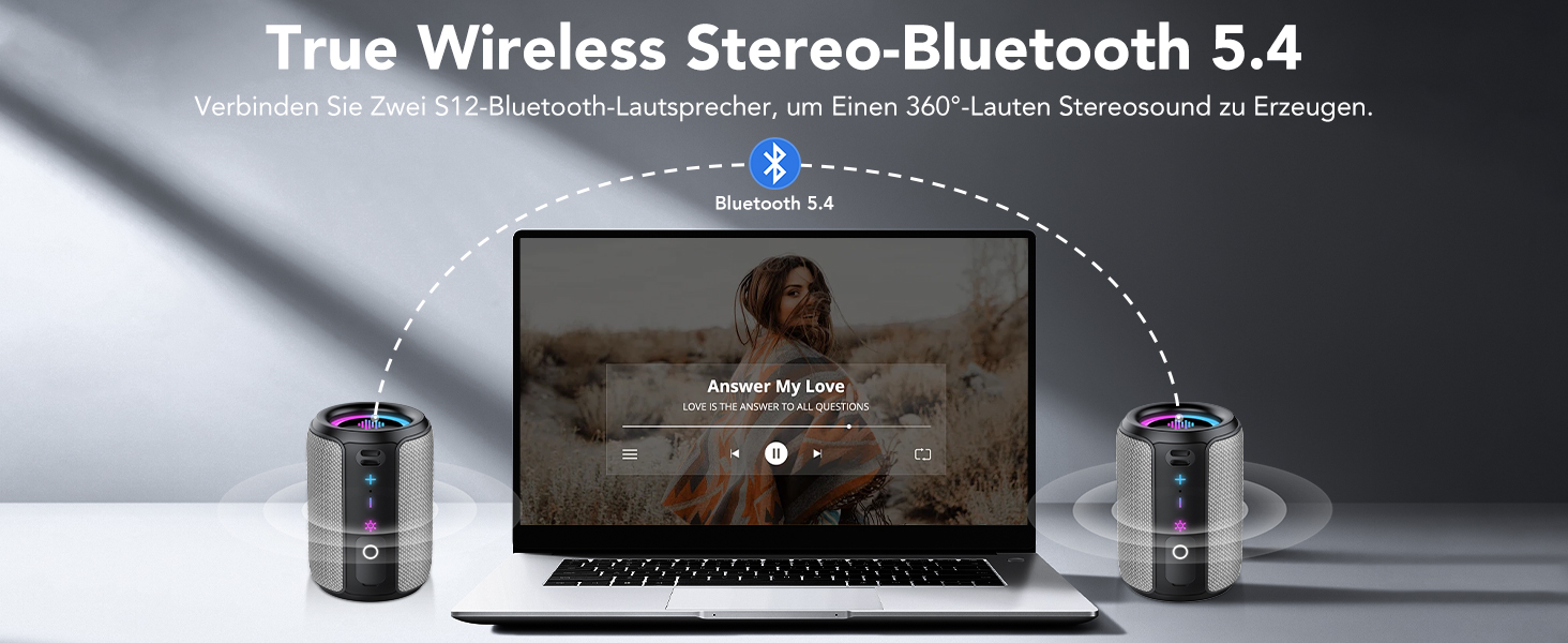 Bluetooth колонка 15W, портативна, 12 год автономії, IPX7 водонепроникна, сіра - для спорту, вечірок, подорожей