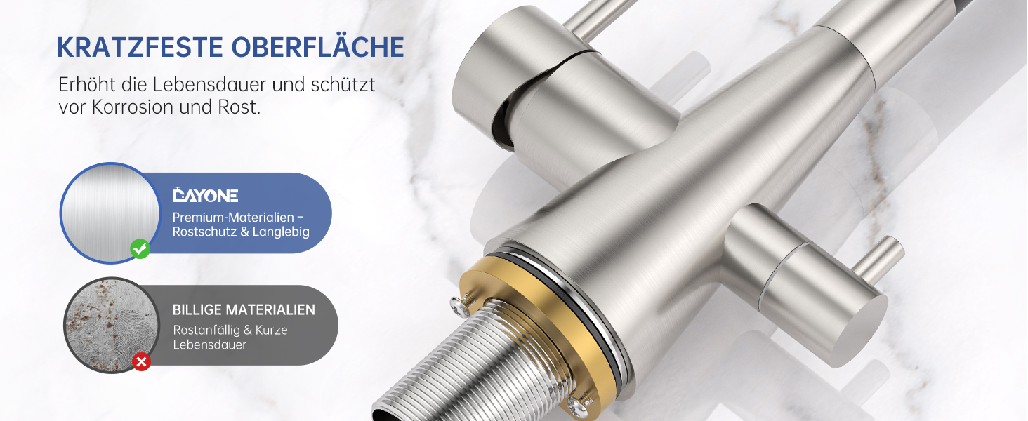 Кухонний змішувач Dayone з висувним виливом, нержавіюча сталь SUS304, високий тиск, 360° обертання, 2 функції, для кухні