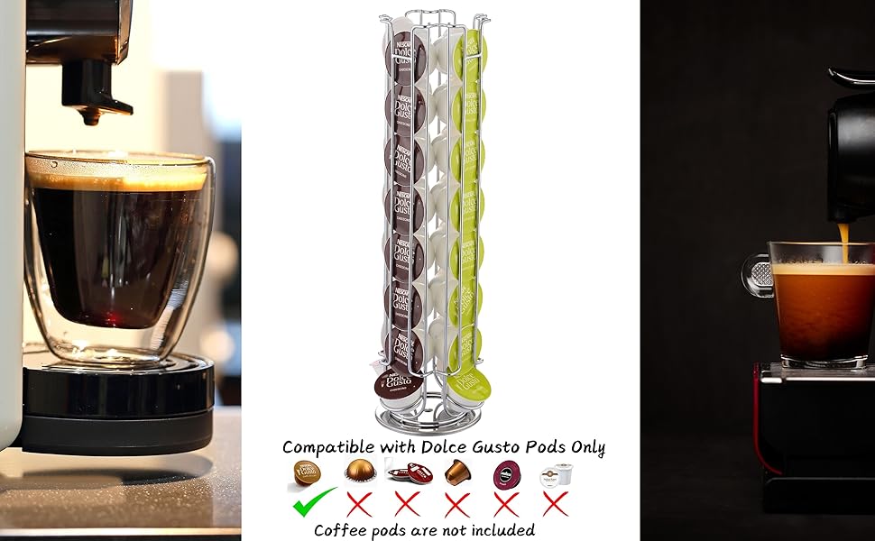 Тримач для капсул кави Exzact, сумісний з Dolce Gusto (32 капсули) - органайзер для капсул кави Dolce Gusto, диспенсер/стійка/тримач, поворотний на 360°, антиковзкий