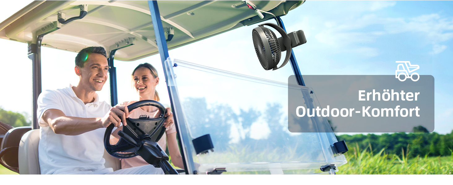 Вентилятор Koonie 10000 mAh з кліпсою, 20 см, портативний USB, акумуляторний, 4 швидкості, 360° оберт, тихий, для дому, офісу, дитячої коляски, кемпінгу, гроу-тента (блакитний)