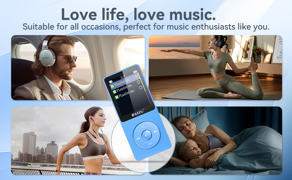 MP3-плеєр 64GB з Bluetooth 5.3, ультралегкий (30г), до 80 годин роботи, 1.8