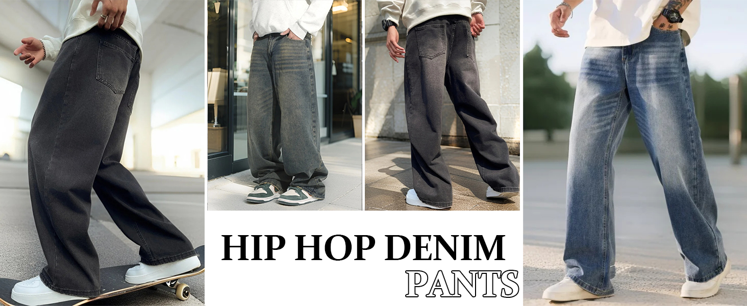 Чоловічі джинси Zewool Baggy Hip Hop, широкі, вузькі до низу, стрейч-денім, чорні, розмір M