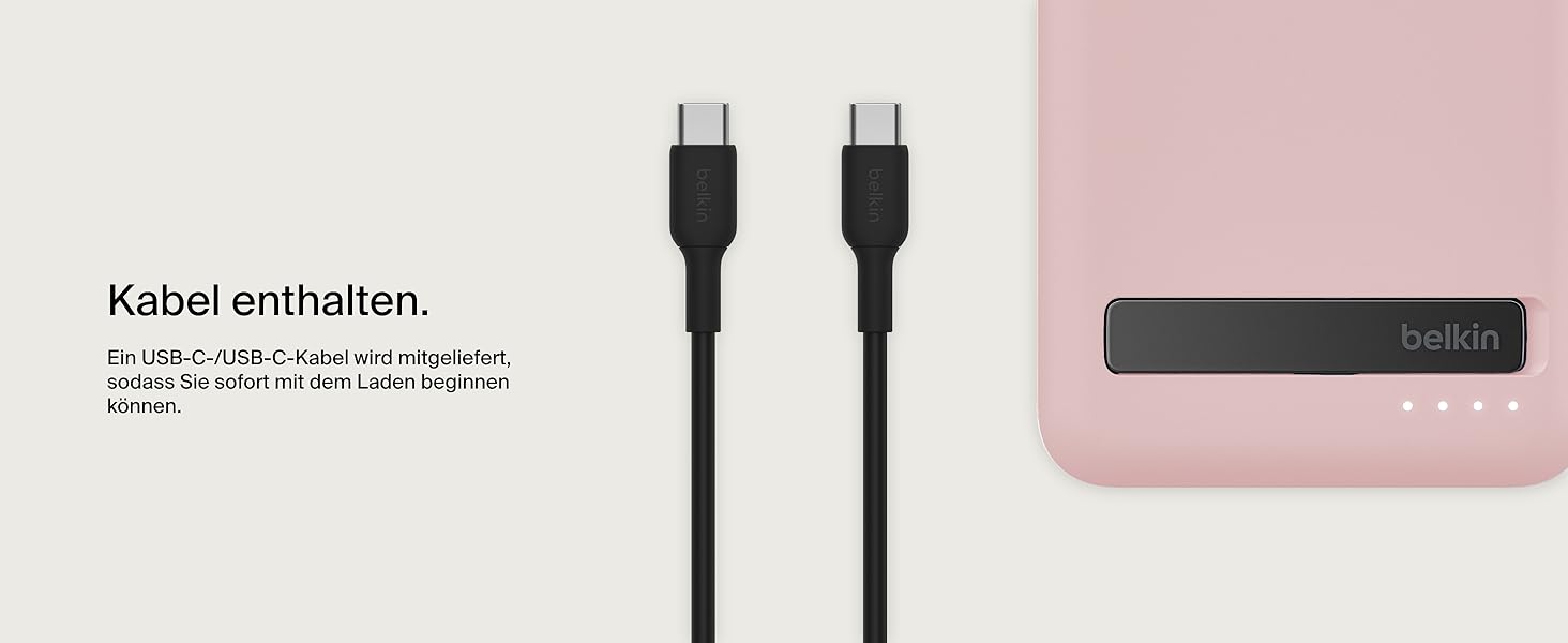 Powerbank Belkin BoostCharge Pro 10000mAh з Qi2 та MagSafe, рожевий, з інтегрованим підставкою, для iPhone 17, Air, 16, 15, 14, Pixel та інших