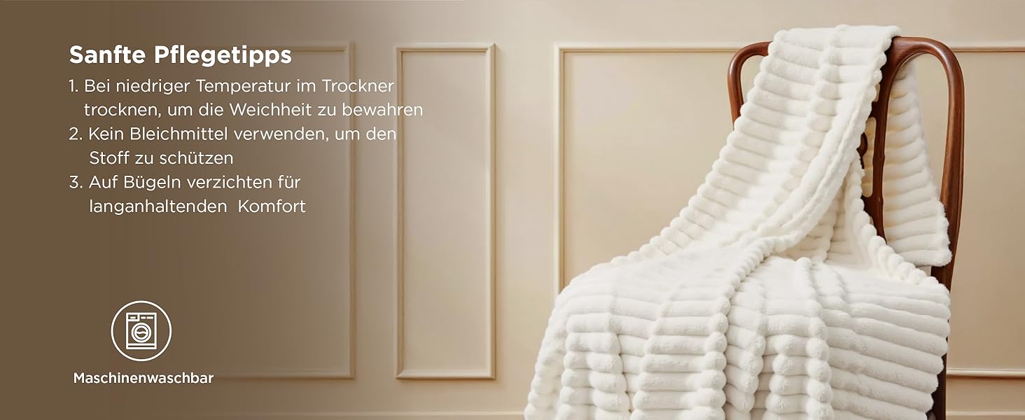 BEDSURE Плед-деко для дому - вовняний та флісовий плед, покривало на диван, м'який теплий плед з грубої в'язки для вітальні, плед для затишку, покривало на ліжко, бежевий, 150 x 200 см