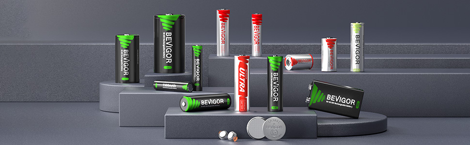 Набір акумуляторів AA NI-MH від Bevigor: 8 шт. + зарядний пристрій, 8 позицій