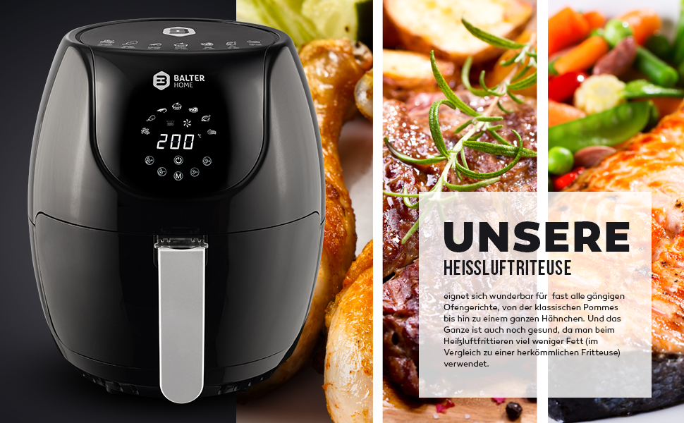 Бальтер Фритюрниця з гарячим повітрям Air Fryer XXL з міні-печі та дегідратором, 10 програм, HL-1200