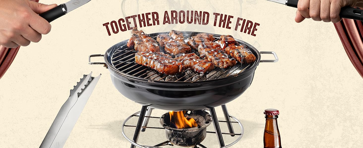 HORUS 23 Набір гриля з аксесуарами з нержавіючої сталі: щитківка, рукавиці для захисту від тепла, килимок для гриля - подарунок для чоловіків