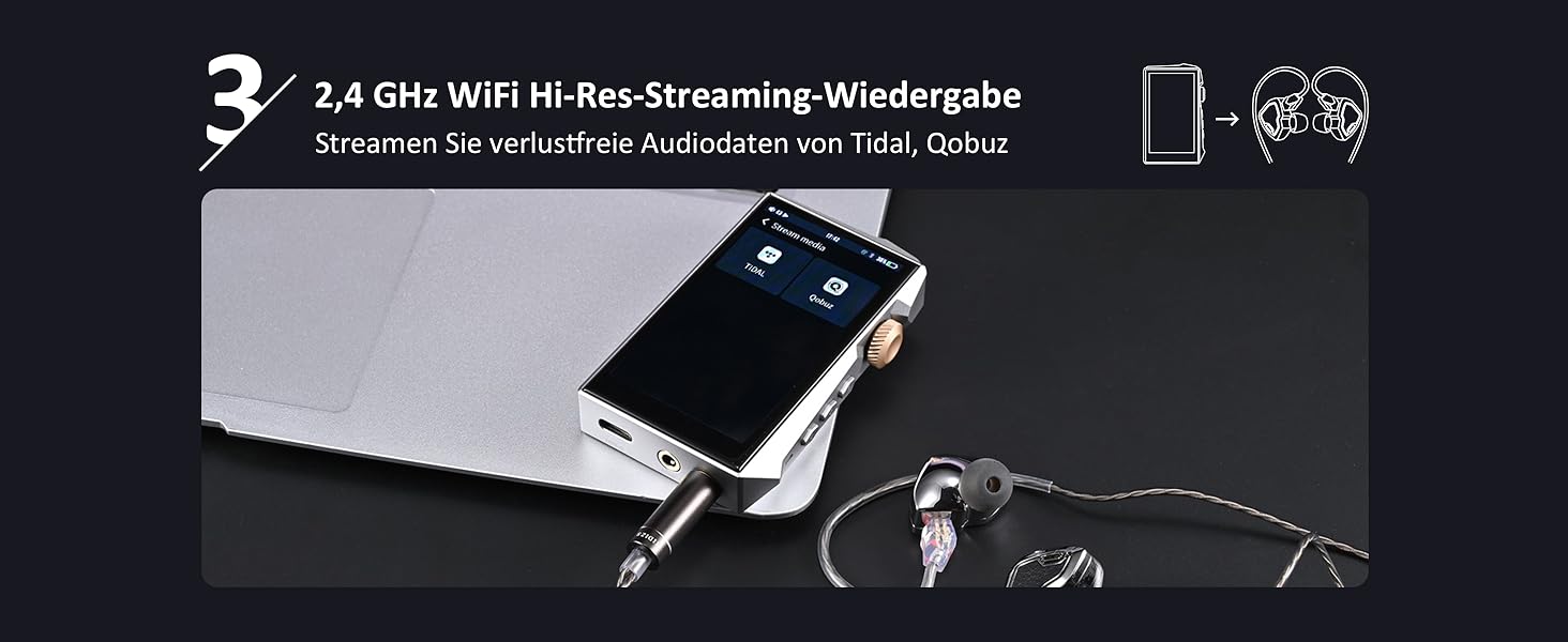 Hidizs AP80 PRO MAX: Hi-Res MP3 плеєр з Bluetooth, Wi-Fi, DLNA, AirPlay, DAC ES9219C, MQA 16X, DSD256, PCM 384kHz, підтримка SD до 2TB, Чорний