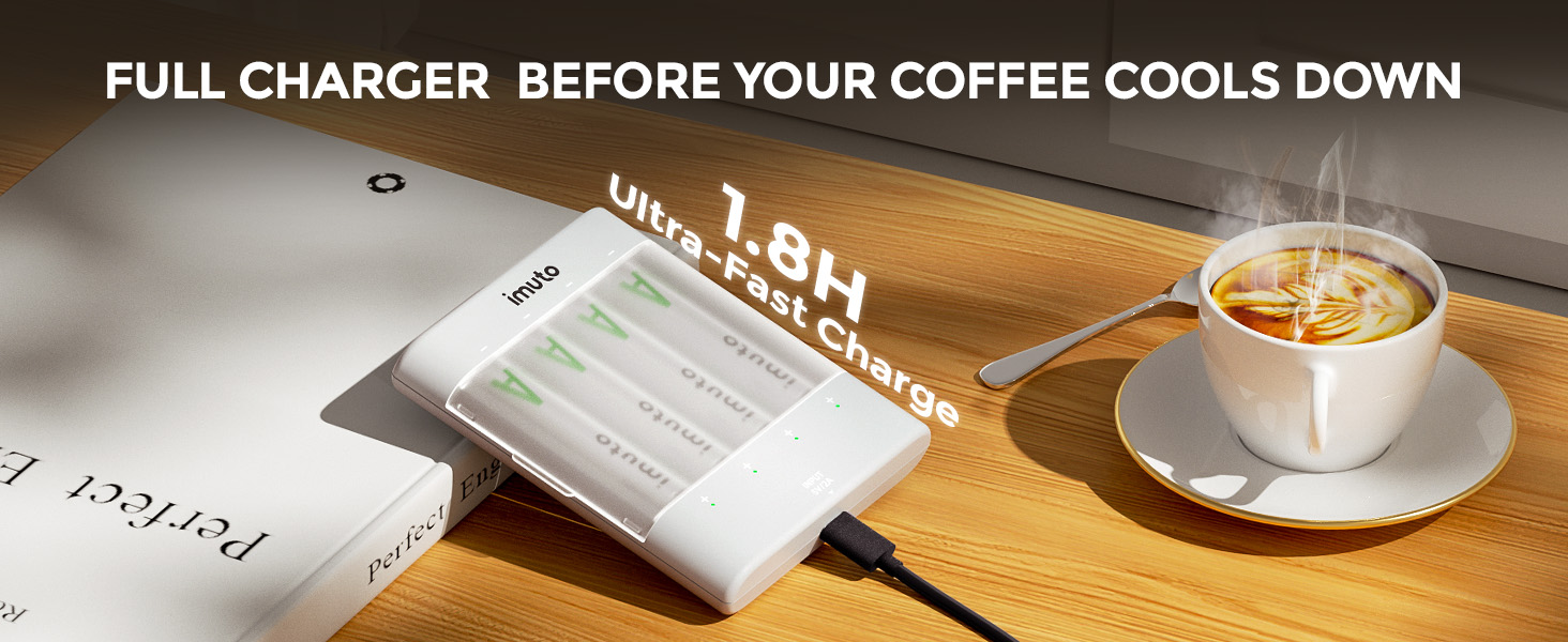 Акумулятори Li-Ion AA 1.5V 2500mAh Imuto (8шт) з зарядним пристроєм, 1600+ циклів, низький саморозряд