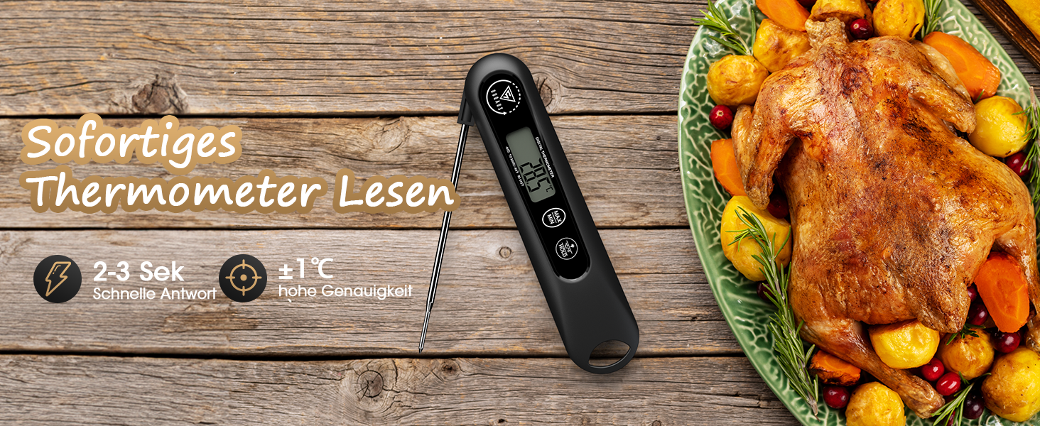 Цифровий кухонний термометр DOQAUS для приготування м'яса, випічки та грилю з LCD екраном