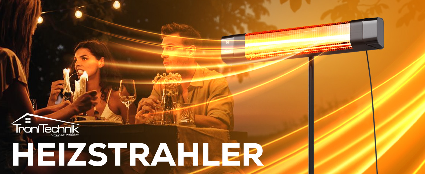 Інфрачервовий обігрівач Tronitechnik® з пультом дистанційного керування для тераси, дому та вулиці. Настінний та підлоговий обігрівач з LED-дисплеєм, енергозберігаючий TT-TH 2010 з підставкою