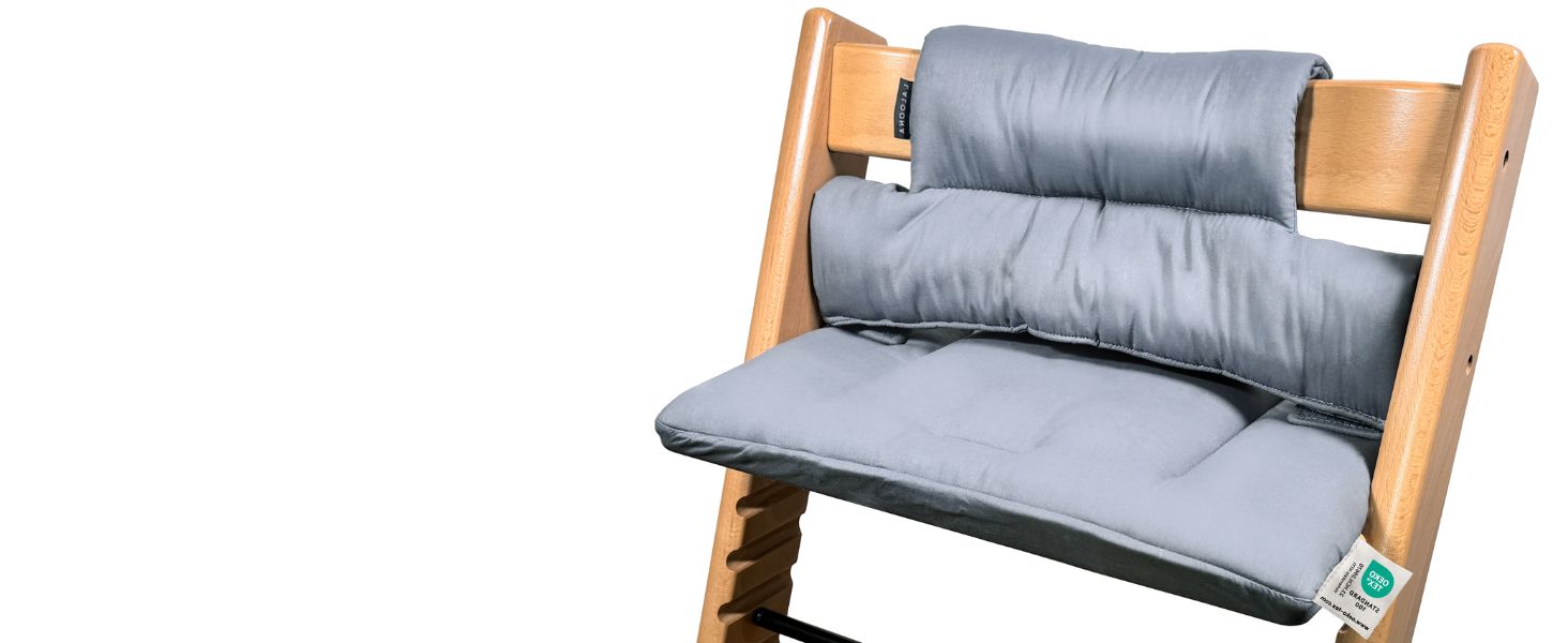 Сидіння та подушка для стільчика Stokke Tripp Trapp LaLoona, 2 частини, бавовна, сірий візерунок, OEKOTEX 100, гіпоалергенна, машинне прання
