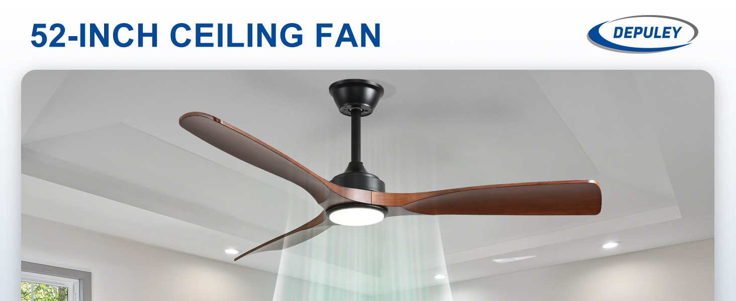 Depuley Стеляний вентилятор з підсвічуванням для вулиці: LED лампа з вентилятором для саду, тераси - 132 см, з підсвічуванням та APP для вітальні, ресторану, офісу, коричневий, 52''