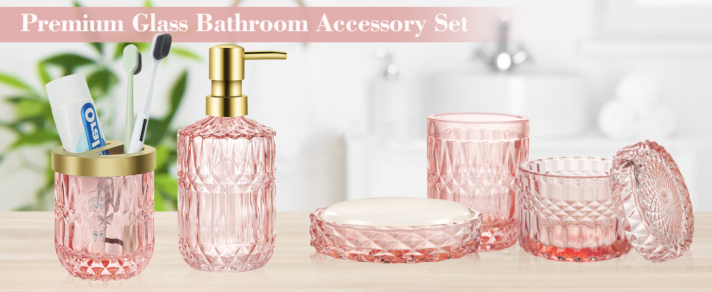 5-ти предметний набір аксесуарів для ванної кімнати: дозатор для мила та лосьйону, склянка для зубних щіток, стаканчик, мильничка та органайзер - сучасний декор для ванної, кухні, туалетного столика