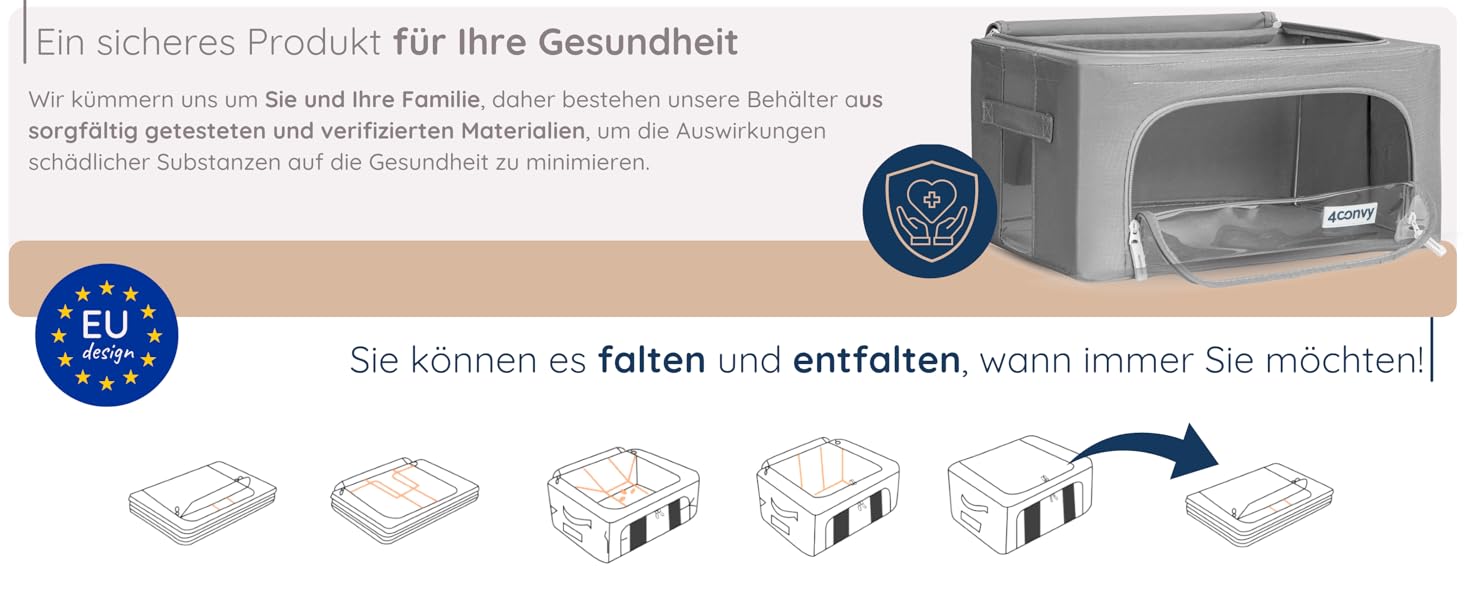 Органайзер для одягу 4CONVY: коробка для зберігання з блискавкою та металевим каркасом (3x24L, темно-сірий) - покращений матеріал 2024