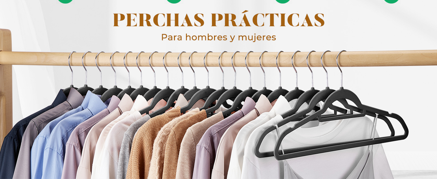 В'язки для одягу HOUSE DAY, 30 шт., преміум-якість, велюрові, обертаються на 360°, для сорочок, костюмів, светрів, штанів (Чорний, 60 шт.)