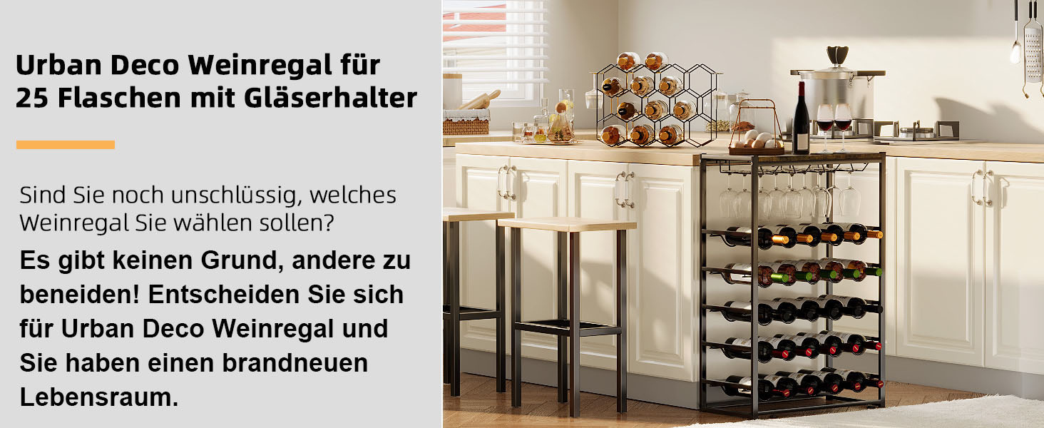 Стильна вітрина для вина Urban Deco: металева підставка з дерев'яною полицею, 59 x 30 x 89 см (25 пляшок)