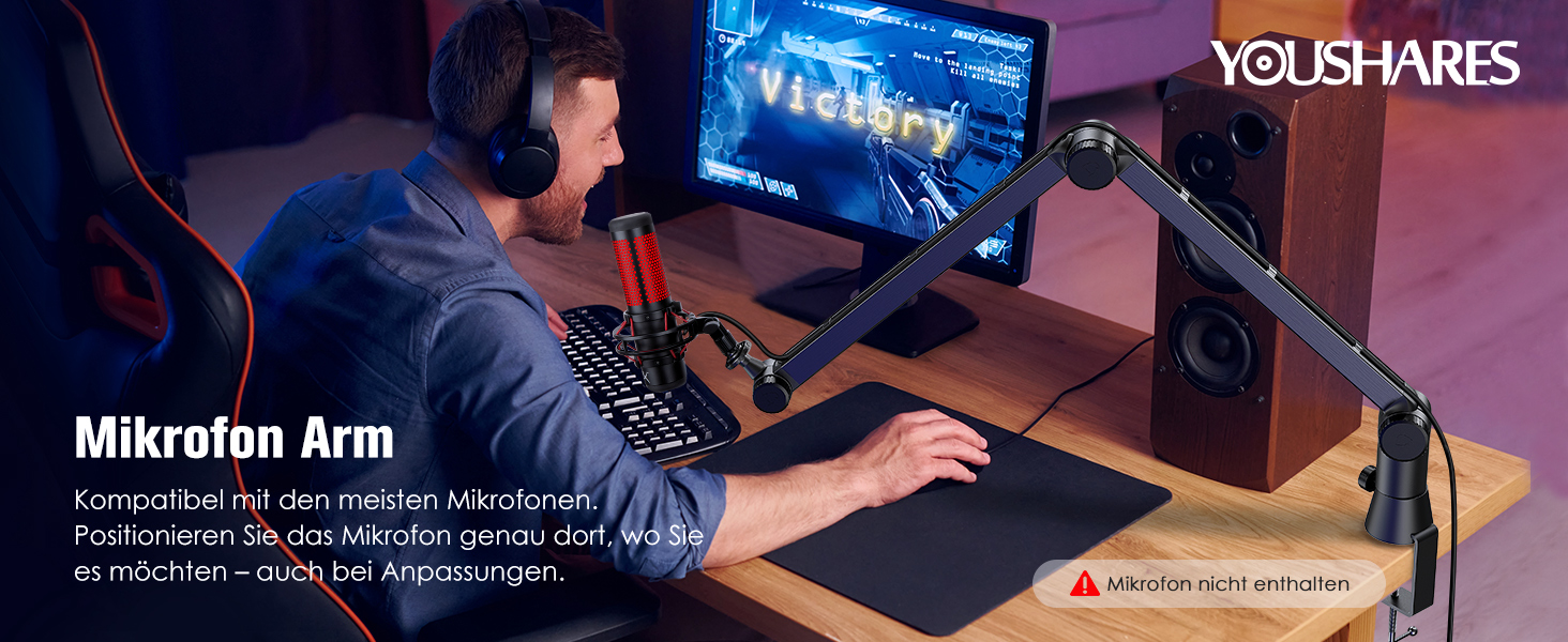 Тримач для мікрофону YOUSHARES Premium NBA6 - сумісний з Shure SM7B, Rode PodMic, Blue Yeti та ін.