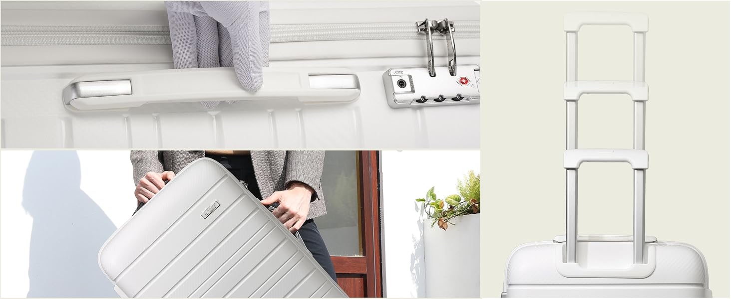 Валіза KONO Zwillingsrollen з TSA-замком, білий XL (76 см, 100 л)