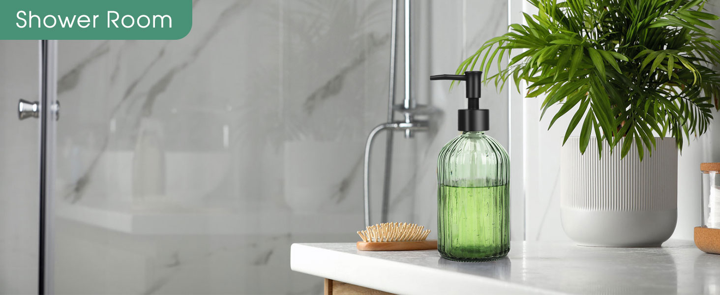 Скляні дозатори для мила Topsky (2 шт.), 400 мл, з чорною помпа, для кухні та ванної кімнати, ідеально для мила, лосьйонів та ефірних олій (оливковий зелений)