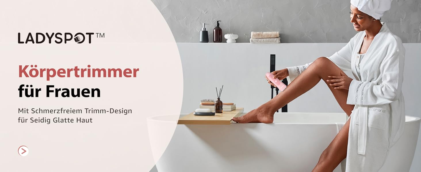 Електричний жіночий депілятор для інтимної зони з 3 захисними насадками та змінними керамічними лезами, тример для жінок (рожевий)