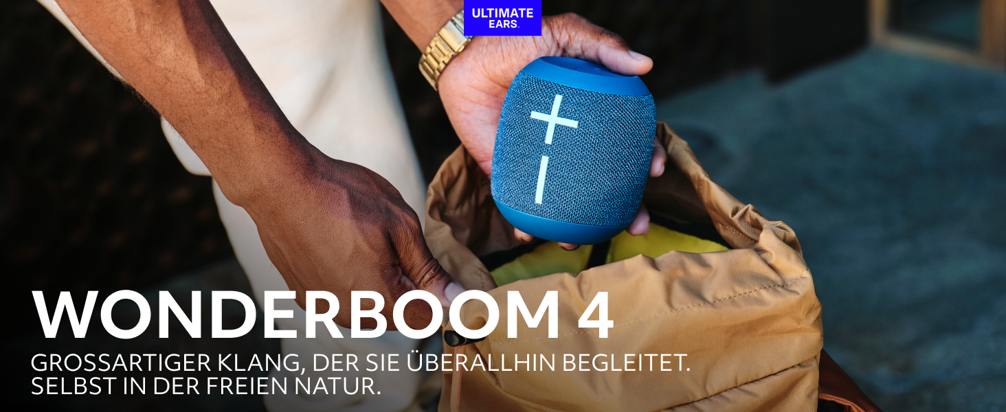 Ultimate Ears Wonderboom 4: Портативна водонепроникна Bluetooth колонка, чорна. З глибоким басом, 360° звук, захист від пилу, плаває. Радіус дії 40м