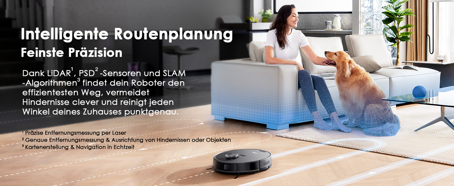 Робот-пилосос EUREKA E10s 2.Gen з вологою тканиною + станція самоочищення (4000Pa, автовизначення килима, підйом мопа, LiDAR-навігація, ідеально проти шерсті тварин, керування через додаток/голос) чорний