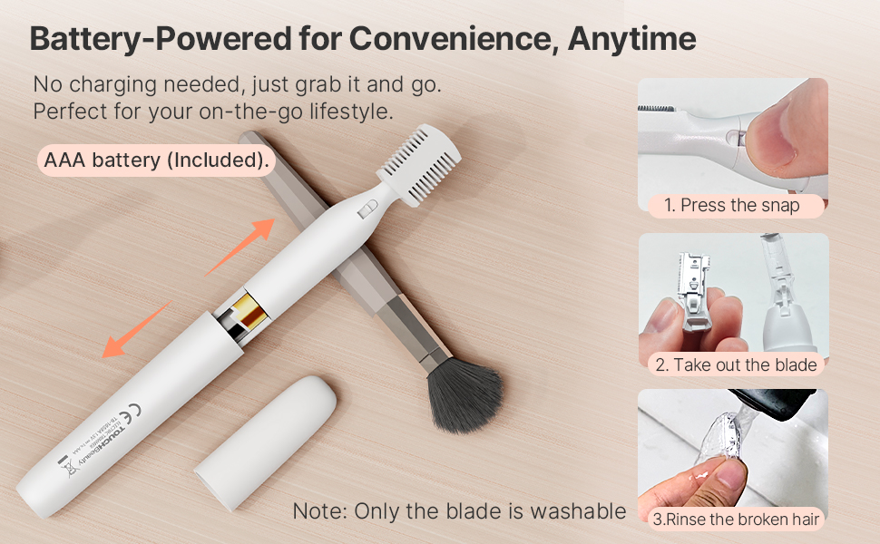 TOUCHBeauty AG-1658W: Професійний триммер для тіла та обличчя (білий) - для носа, брів, вух та обличчя