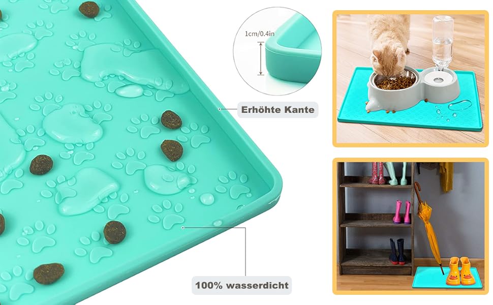 Силіконовий килимок під миску для собак та котів Umtiti (60x40 см, кремовий), вологостійкий, неслизький, для годування, миється в посудомийній машині