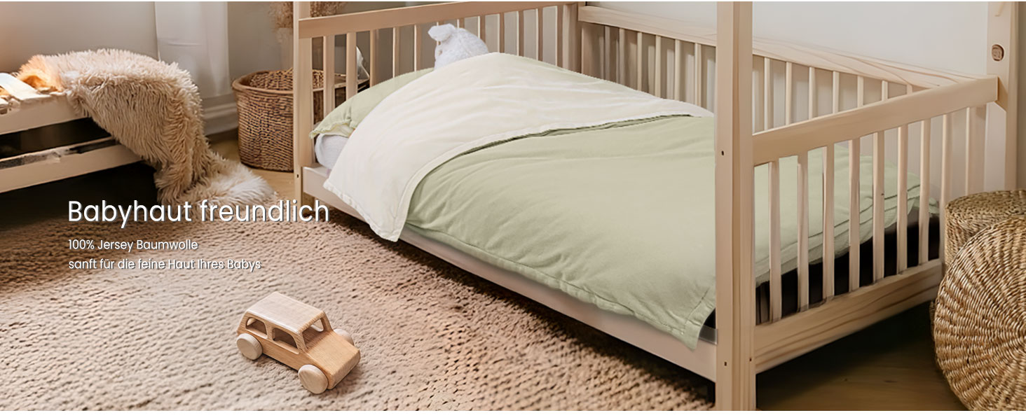 Бетліня для дітей Lulumoon з мусліну 100x135 см: комплект простирадла 100x135 + наволочка 40x60 см з бавовни Oeko-TEX Standard – легка та комфортна постільна білизна для малюків