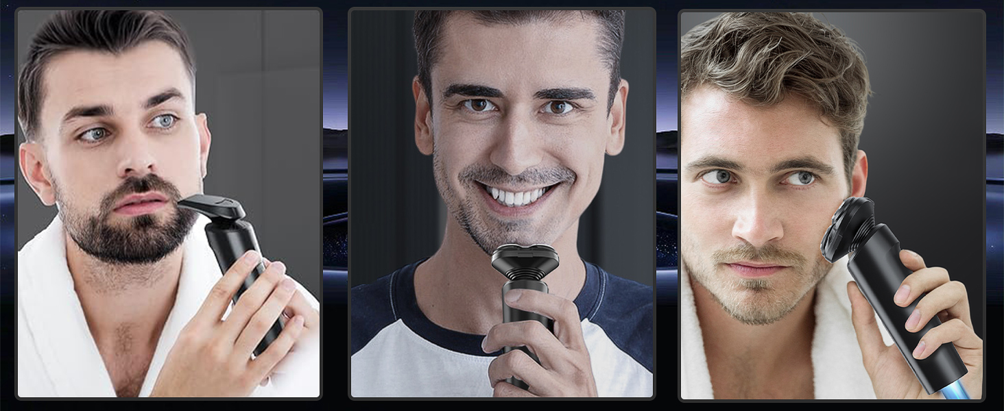 Електричний чоловічий бритва SweetLF з прецизійним тримером, мокрий/сухий, 5D ротаційний, перезаряджуваний, з блокуванням від перенесення, бездротовий (чорний)