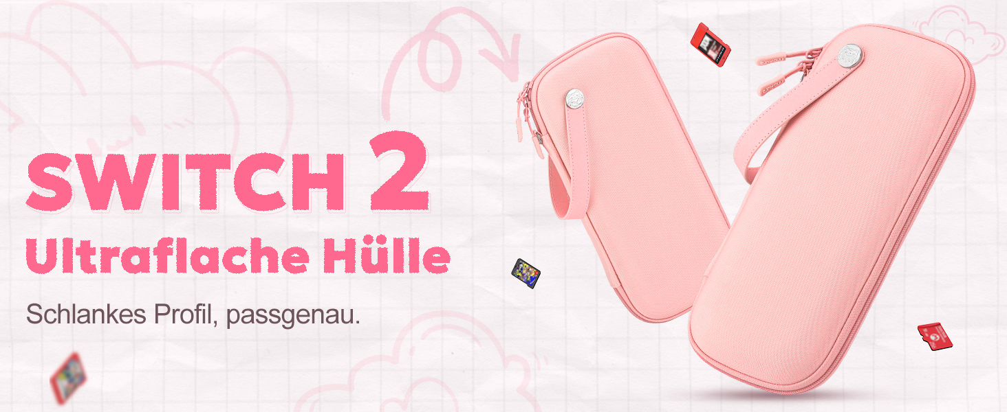 Чохол для Nintendo Switch 2 innoAura Switch 2 Tasche, фіолетовий Galaxy (рожевий Slim) - водовідштовхувальний, ударостійкий з відділенням для AirTag та великою сітчастою кишенею