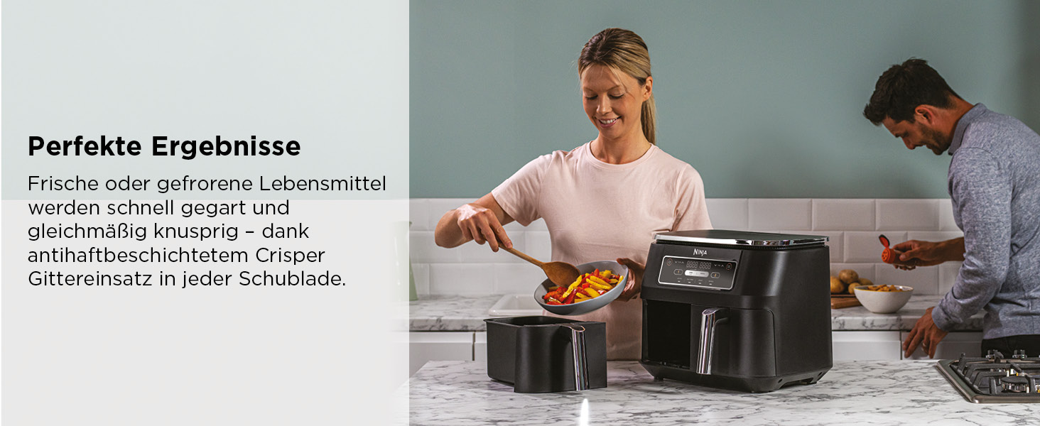 Фритюрниця повітряна Ninja Foodi Dual Zone AF200EU, 7.6 л, 2 відсіки, 4-в-1, без олії, з антипригарним покриттям