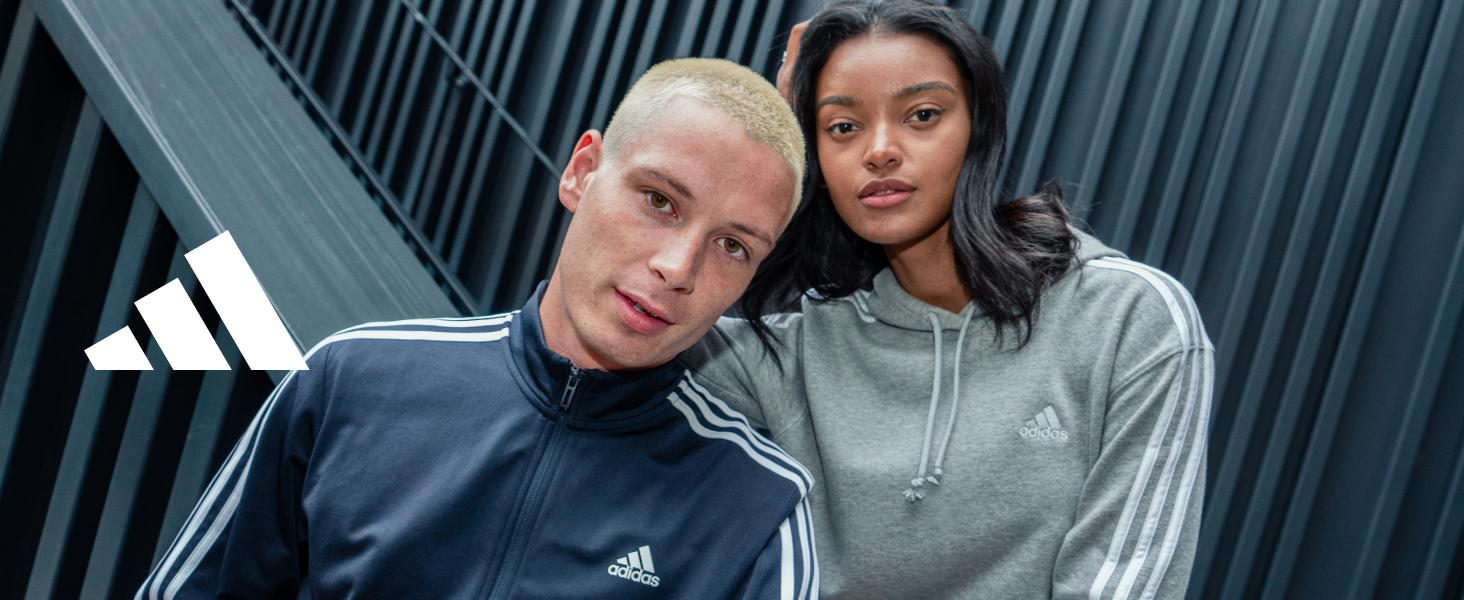 Чоловіча толстовка-худі Adidas Essential Three Stripes на блискавці, френч-террі, чорна/біла, розмір XL