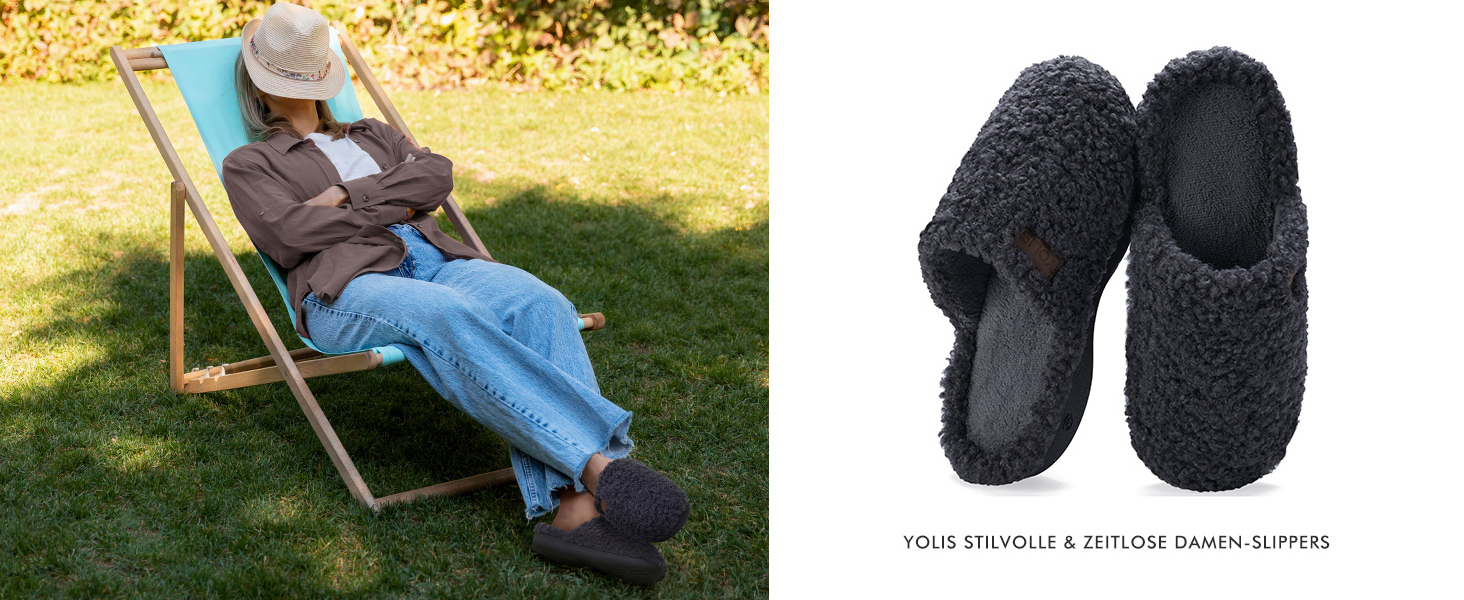 Жіночі тапочки YOLIS Flauschig з підтримкою склепіння стопи, м'які, з піною з пам'яті, зручні та теплі для дому та вулиці, чорні, 36/37 EU