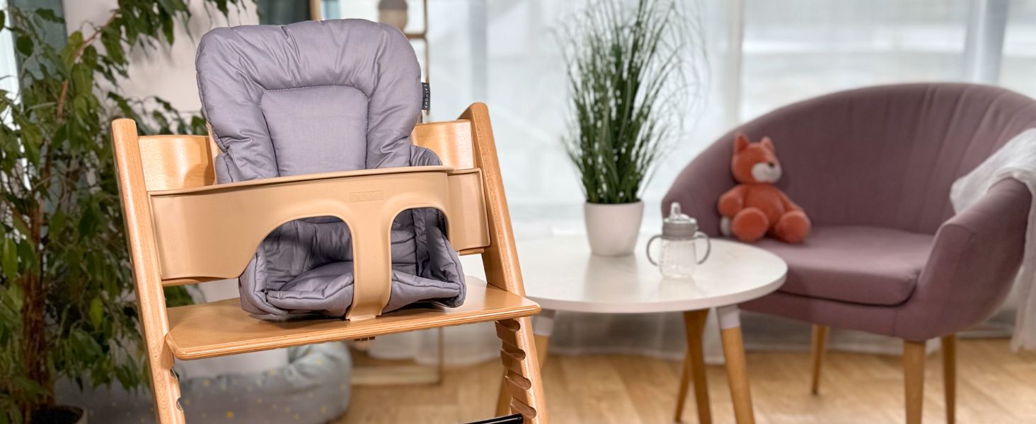 LaLoona High Chair Seat Reducer for Stokke Tripp Trapp - Baby Seat Cushion Coated & Washable, OEKO-TEX Standard 100 Tested and Machine Washable - Grey Grey Coated