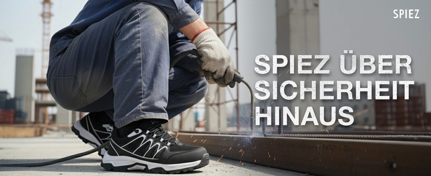 Черевики безпеки унісекс SPIEZ для чоловіків та жінок, робочі черевики-кросівки, м'які черевики з захисною підошвою, легкі черевики для роботи та повсякденного використання, розміри EU36-46 (Чорно-сірий)