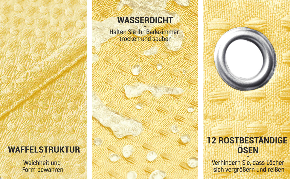 Шторка для душу BTTN вафельна, 180x200 см, антигрибкова, важка, водонепроникна, текстильна, з 12 гачками, зелена