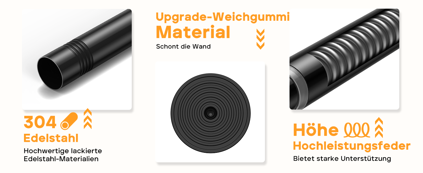 Тelescopic штанга для карнизів без свердління 120-200 см - для штор, душових перегородок, вікон, ванної кімнати (1 шт., чорний)