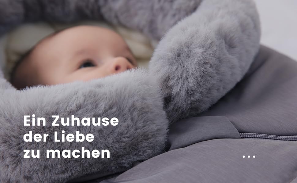 Orzbow Baby Footmuff Stroller Winter Footmuff Buggy, Baby Sleeping Bag Car Seat Winter, with Two-Way Zipper Washable Detachable Faux Fur Collar Fits All Strollers (Light Grey)