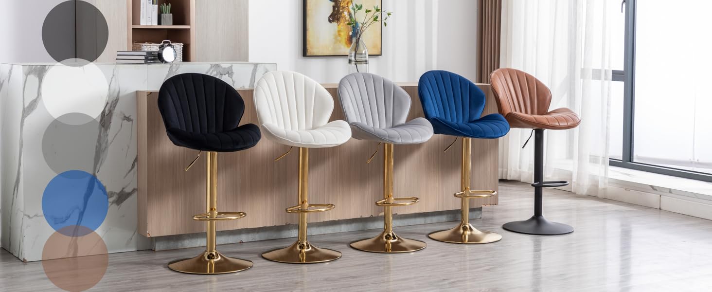 Барний стілець Chairus 2 шт. з PU шкіри, регульована висота, 360° обертання, бежевий (самот)