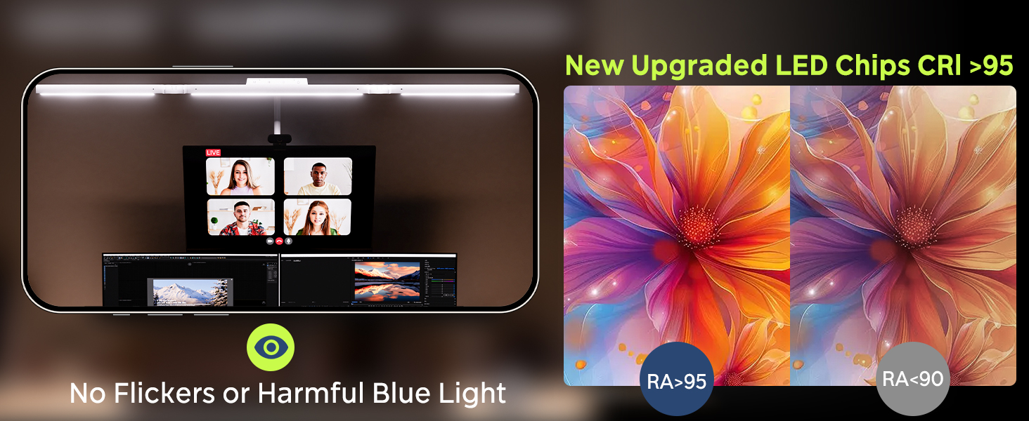 Стіл лампа з 3 джерелами світла, 24W, 100см, денне світло, з пультом керування, регульована яскравість, лампа для офісу та дому (Mattweiß)