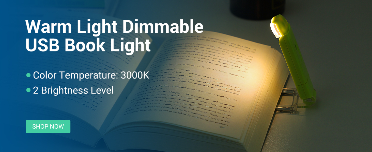 LED лампа для читання DEWENWILS на прищіпці, USB перезарядна, 2 рівні яскравості, біле світло, для дітей та книголюбів